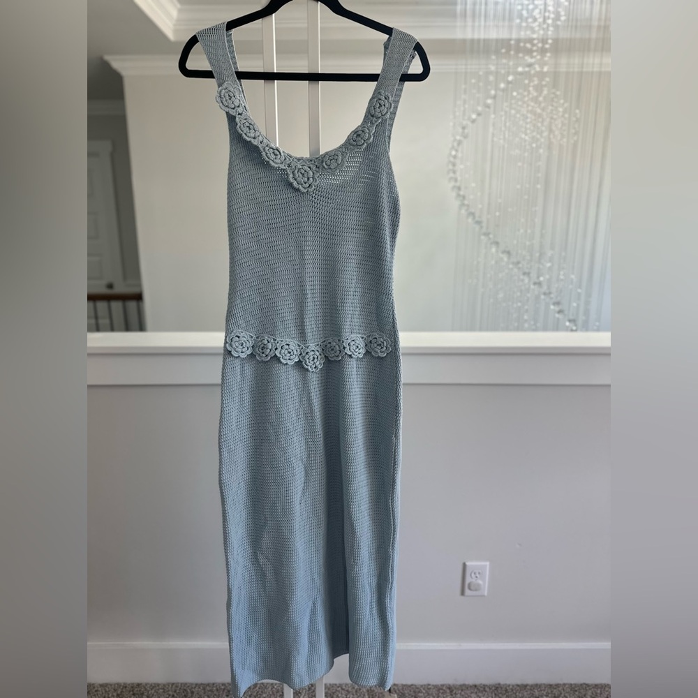 Commense Elegant Blue Crochet Maxi Dress - Picture 9 of 10
